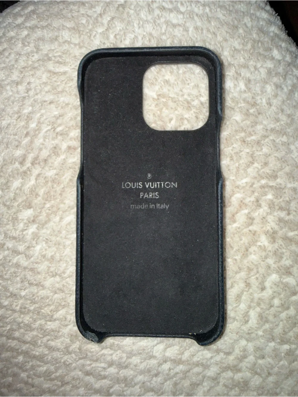 LV-Black & Brown Leatherette Phone Case with Card Pocket small tear on corner